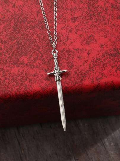Goth 1pc Funky Zinc Alloy Sword Pendant Necklace For Women For Dating Gift