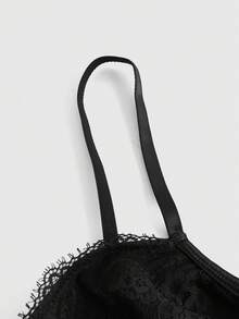 ROMWE Goth Plus Lace Underwire Bra - Black - View 3