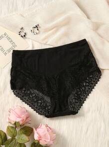 SHEIN Talla grande Bragas con encaje floral - Negro - Ver 2
