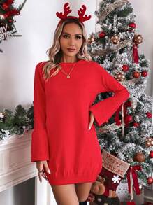 SHEIN Clasi 女士毛衣連衣裙 - 紅色 - 查看 3