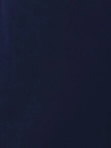 EMERY ROSE Solid Batwing Sleeve Wrap Hem Belted Dress - Navy Blue - View 4