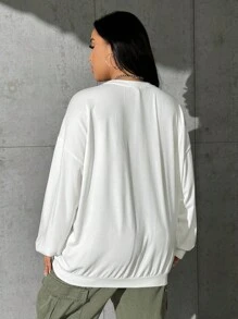 SHEIN EZwear Plus Car & Letter Graphic Drop Shoulder Sweatshirt