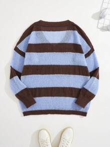 SHEIN EZwear Color Block Drop Shoulder Sweater - Multicolor - View 2