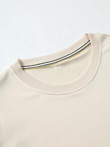 Manfinity Homme Men Slogan Graphic Sweatshirt, For Fall, Long Sleeve Top - Apricot - View 4