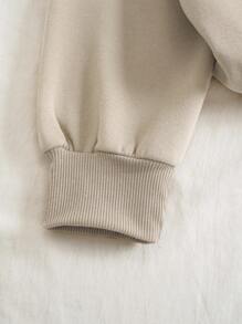 INAWLY Cartoon & Letter Graphic Thermal Lined Sweatshirt - Apricot - View 3