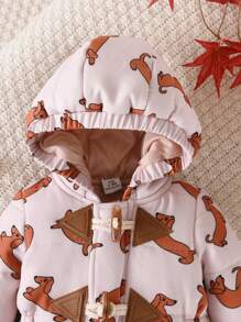 SHEIN Baby Boy Dog Print Hooded Padded Coat