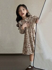 Cô Gái Trẻ In hoa Ditsy Cổ tròn Váy Smock - Nhiều màu - Xem 7