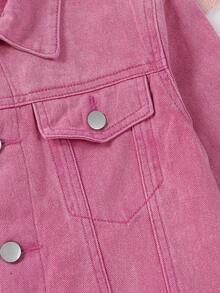Cô gái Tween Túi có nắp Áo khoác denim Without Tee - Màu Hồng Tươi - Xem 4