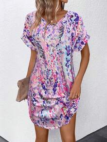 SHEIN LUNE In Toàn bộ tay cánh Đầm - Màu tím - Xem 3