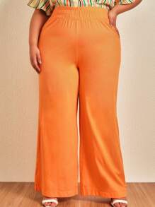 SHEIN Hơn Chất rắn Quần ống rộng - trái cam - Xem 3