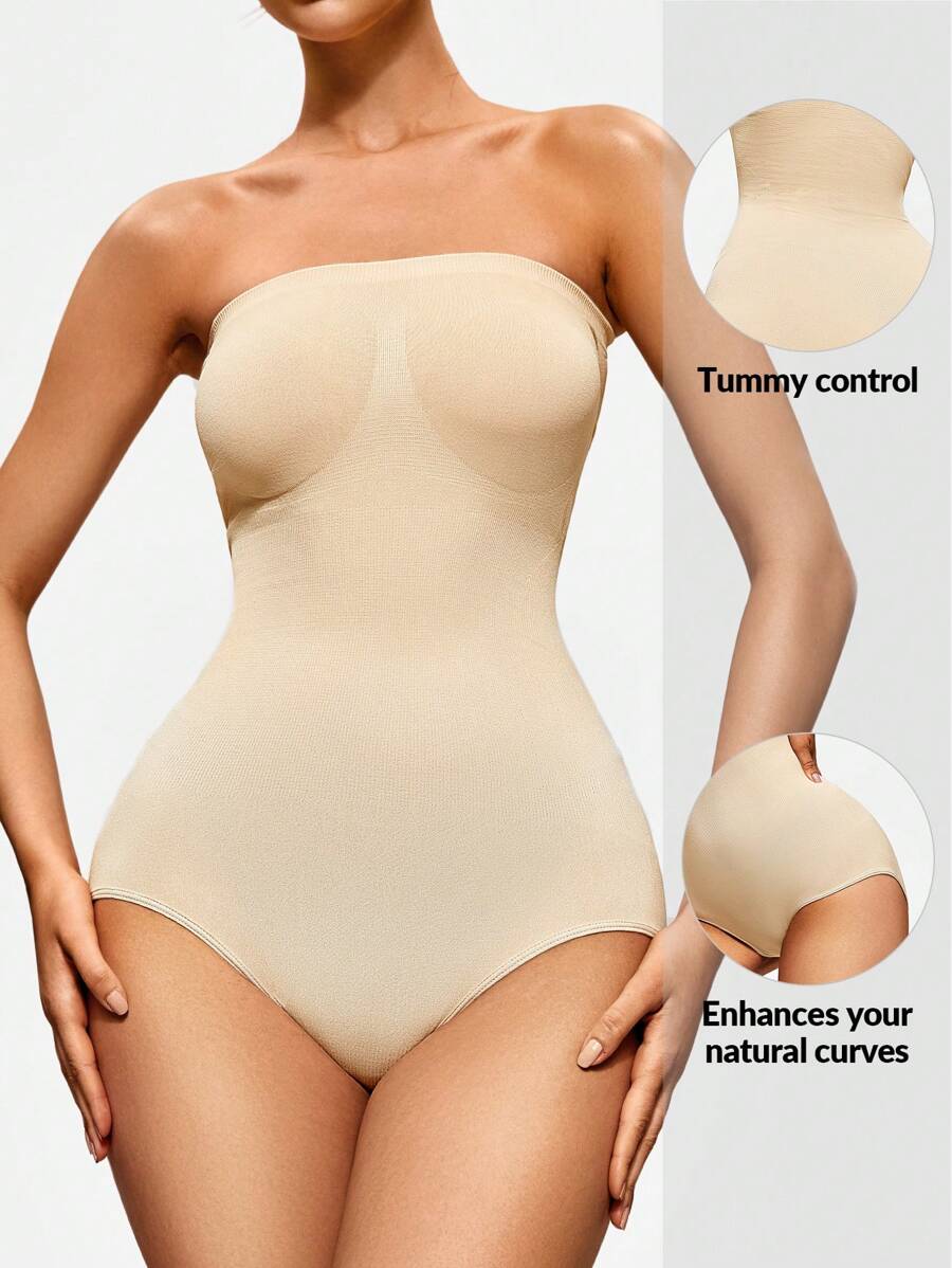 SHAPORA Solid Tube Shapewear Bodysuit