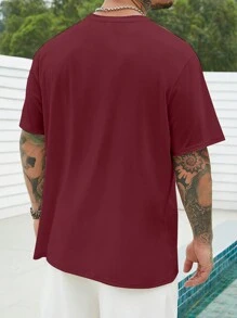 Manfinity Homme Hombres talla grande Camiseta unicolor de cuello redondo