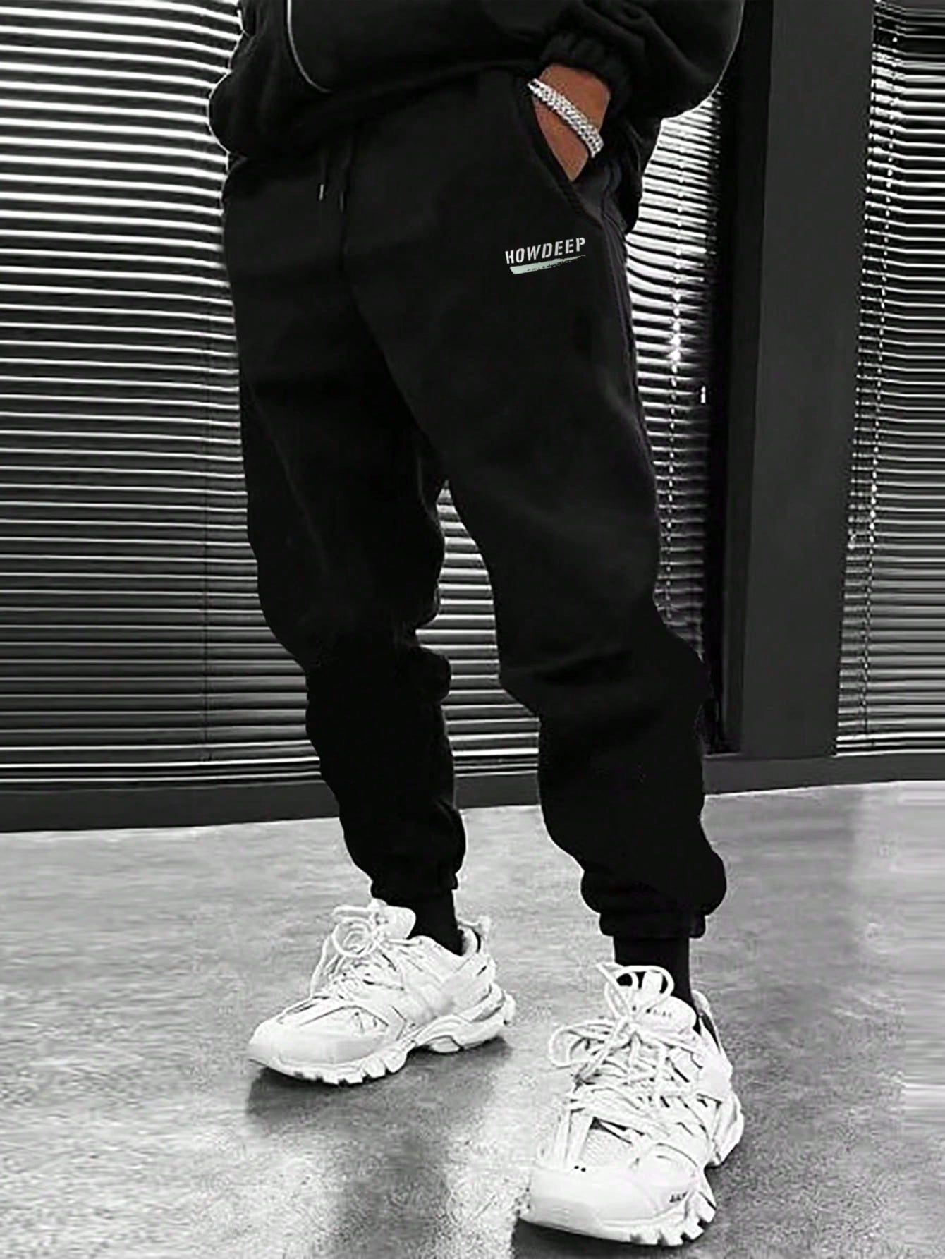 Men Letter Graphic Drawstring Waist Sweatpants