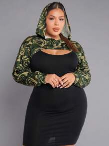 SHEIN SXY Plus Nadruk graficzny Super Crop Top & Dopasowana sukienka na ramiączkach