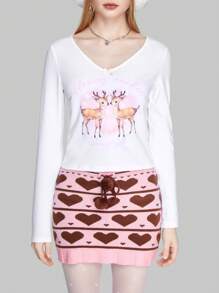 ROMWE Kawaii Cartoon Graphic Crop Tee - White - View 3