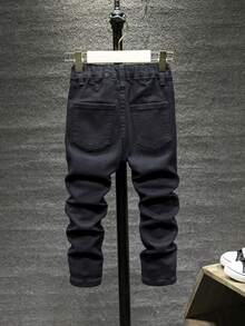 Jeans rasgados y deshilachados para niño joven - Negro - Ver 2