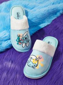SHEIN X The Smurfs Cartoon Pattern Blue Indoor Slippers - Baby Blue - View 3