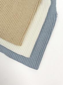 SHEIN Essnce 3pcs Chất rắn Đồ đan Ribbed Áo - Nhiều màu - Xem 3