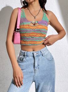 SHEIN Unity Top intrecciato corto modelli righe - Multicolore - Visualizzare 4