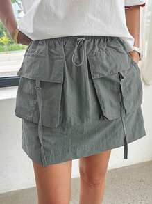 DAZY Túi có nắp Eo dây rút Túi có nắp Váy chở hàng - xanh quân đội - Xem 1