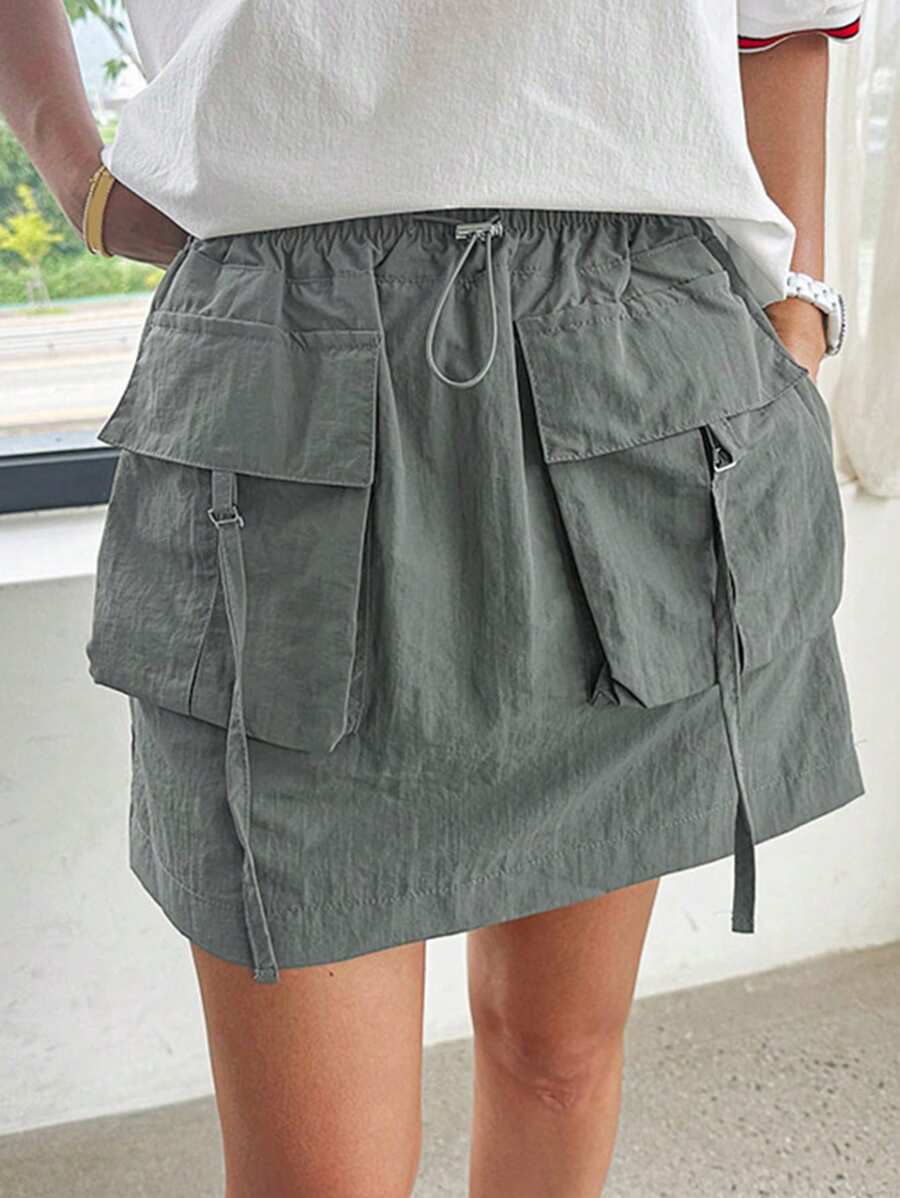 DAZY Túi có nắp Eo dây rút Túi có nắp Váy chở hàng - xanh quân đội - Xem 1