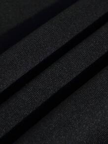 INAWLY 标语和图案袋鼠口袋抽绳保暖连帽衫你为什么看着我，长袖上衣 - 黑色 - 查看 5