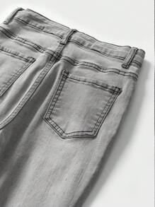 Chico preadolescente Jeans desgarro - Gris Claro - Ver 5