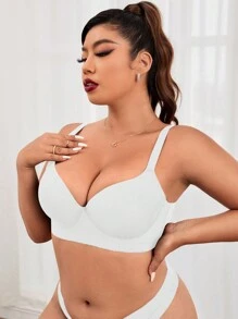 Plus Solid Underwire Push Up Bra