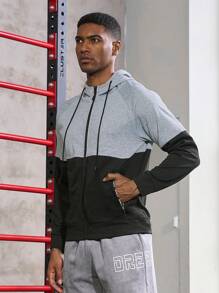 Gym Rark Men Two Tone Zip Up Drawstring Hooded Sports Jacket Workout Tops Sports Jacket - Multicolor - View 6