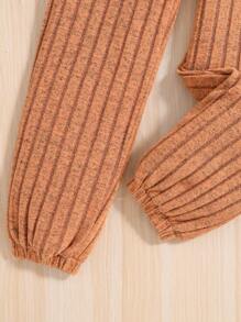 SHEIN Cô gái Tween Chất rắn Áo ba lỗ & Áo thun Super Crop & Quần - trắng - Xem 7