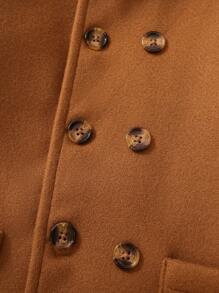 Young Boy 1pc Dual Pocket Hooded Overcoat