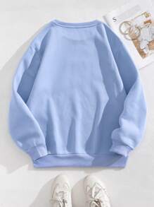 INAWLY Solid Thermal Lined Sweatshirt Graduation,Back To School Outfits,Graduation,Teacher Outfits For Women,Back To School Pullover Fall Outfit