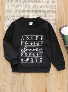 SHEIN Young Boy Letter Graphic Sweatshirt - Black - View 1
