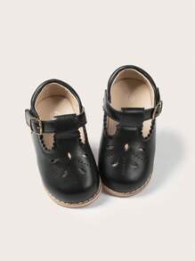 Girls Hollow Out Mary Jane Flats - Black - View 7