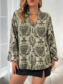 SHEIN Franclia 燈籠袖襯衫 - 黑色 - 查看 1