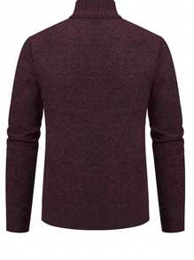 Men 1pc Zip Up Cardigan