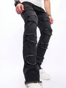 Manfinity EMRG Men Ripped Frayed Skinny Jeans - Black - View 4