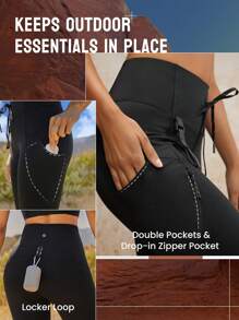 GLOWMODE 24英寸「take A Hike」高腰可調口袋緊身褲 - 黑色 - 查看 4