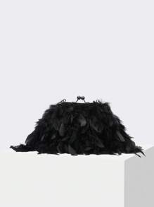 MOTF PREMIUM FEATHER KISSLOCK CLUTCH - Black - View 2