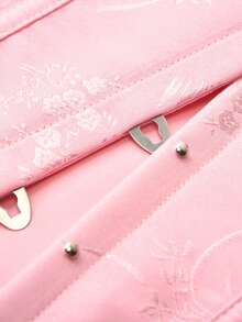 女士提花露背系带紧身胸衣短款上衣，适合新年派对、情人节、节日、紧身胸衣上衣、毕业典礼