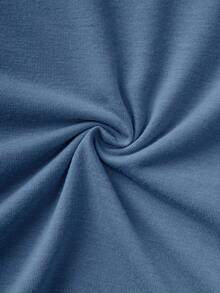 SHEIN LUNE Heart And Letter Graphic Tee - Dusty Blue - View 5