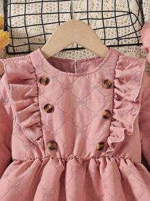 SHEIN Kleine Mädchen Kleid mit Rüschenbesatz & Mütze