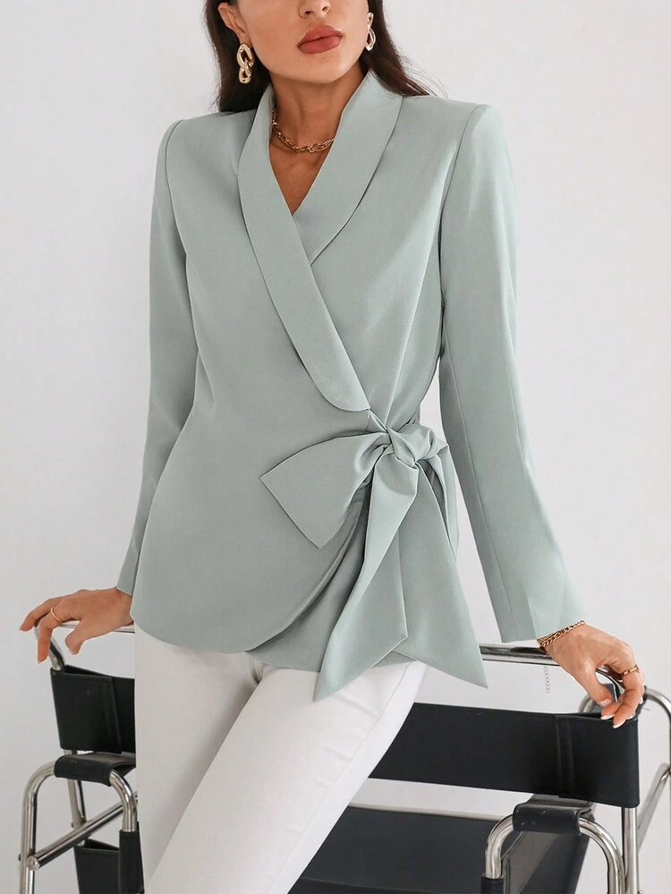 Shawl Collar Wrap Knot Side Blazer