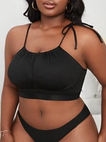 Plus Tie Shoulder Bra - Hitam - View 6
