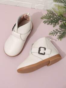 嬰兒時尚休閒戶外搭扣裝飾平底靴適用於秋天和冬天