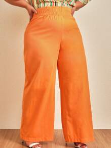 SHEIN Hơn Chất rắn Quần ống rộng - trái cam - Xem 2