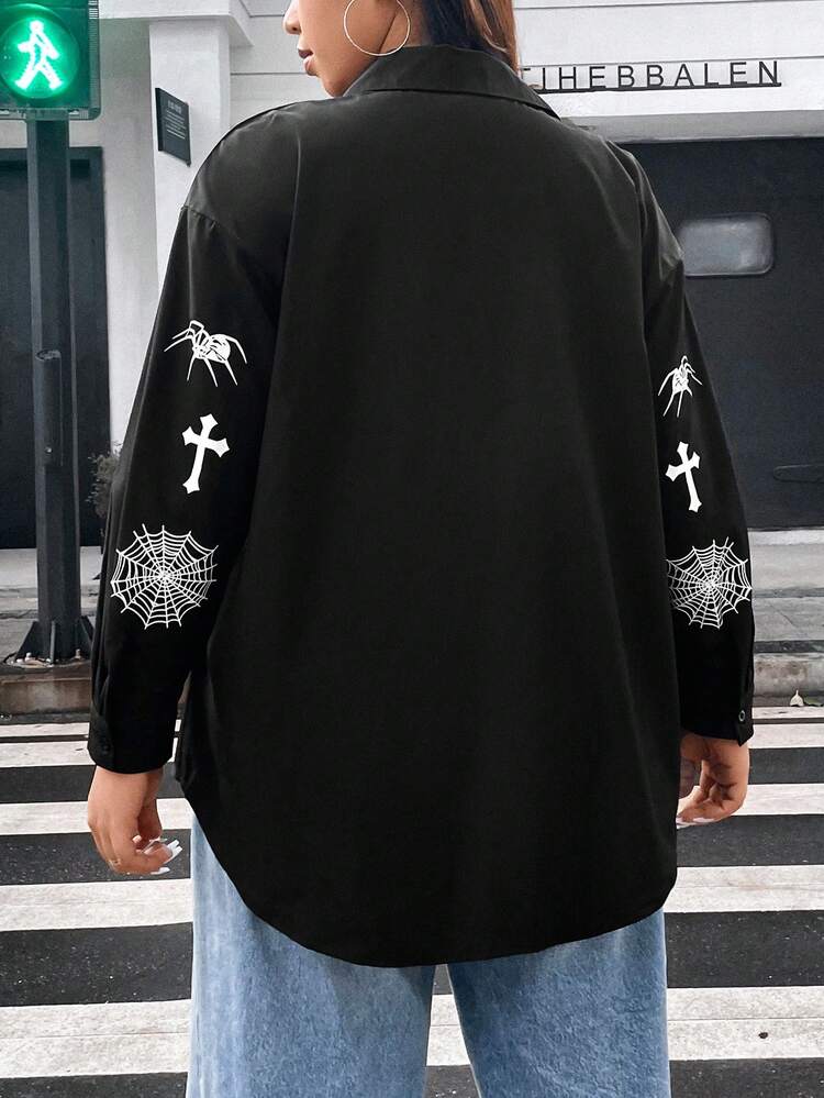 Plus Letter Graphic Drop Shoulder Shirt