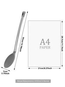 SHEIN Basic living 1Pc Mixing Spoon With Stainless Steel Handle Scratch-Resistant & Heat-Resistant Stirring, Kitchen Utensil For Nonstick Cookware & Cast Iron Skillets - Light Grey - View 4