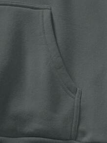 Manfinity Homme Men Letter Graphic Drawstring Hoodie & Sweatpants, Men 2 Piece Set Sweats, Men Hoodie And Sweatpants Set - Dark Grey - View 7