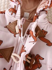 SHEIN Baby Boy Dog Print Hooded Padded Coat